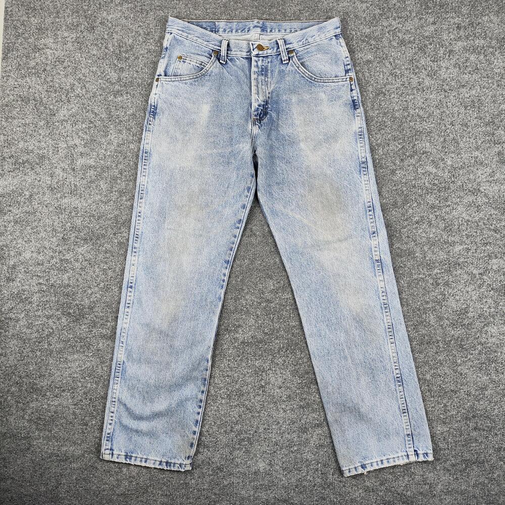 Wrangler Jeans Mens 32x30 Light Wash Blue Regular Fit Straight Denim 96501DS